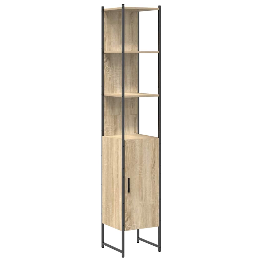 Badkamermeubelset met plank Wandgemonteerd Anders met opslag met de deur met spiegel 4 pcs Sonoma eiken