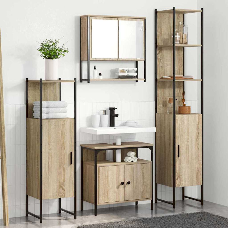 Badkamermeubelset 4 pcs Sonoma eiken 33 x 33 x 188.5 cm