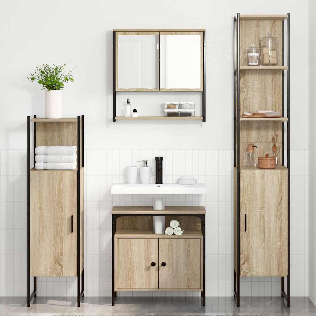 Badkamermeubelset 4 pcs Sonoma eiken 33 x 33 x 188.5 cm