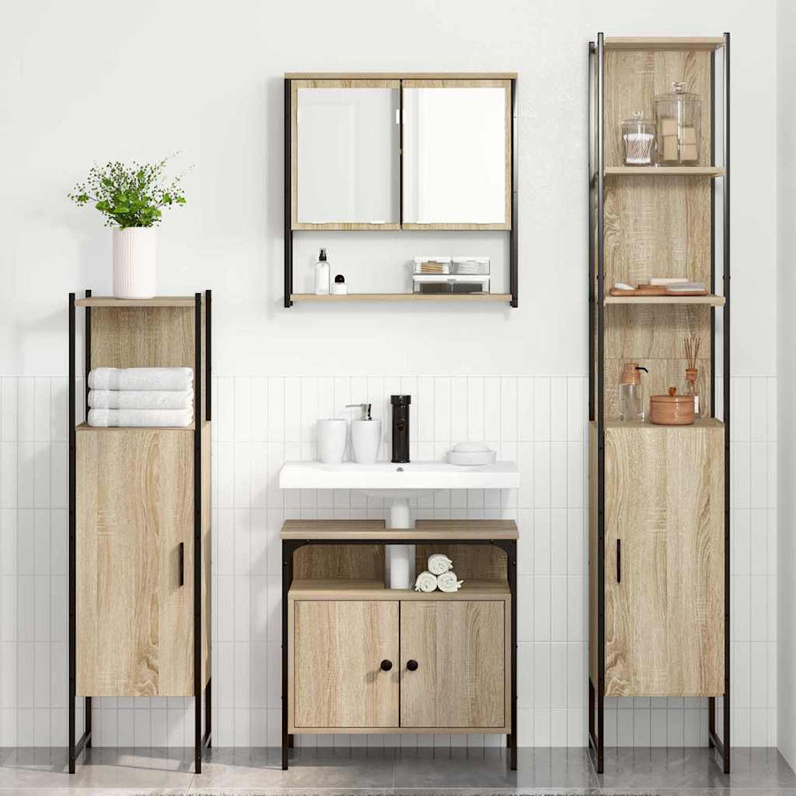 Badkamermeubelset 4 pcs Sonoma eiken 33 x 33 x 188.5 cm