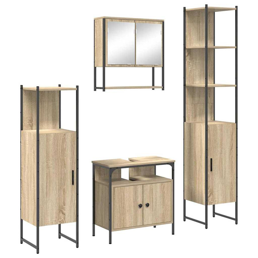 Badkamermeubelset 4 pcs Sonoma eiken 33 x 33 x 188.5 cm