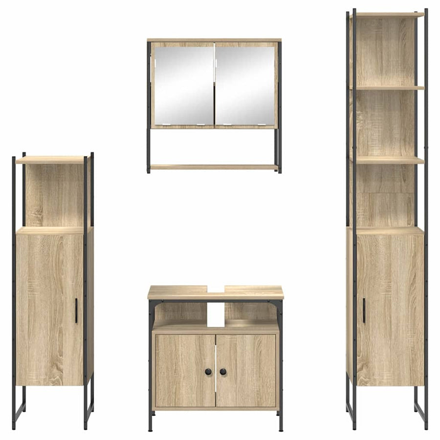Badkamermeubelset 4 pcs Sonoma eiken 33 x 33 x 188.5 cm