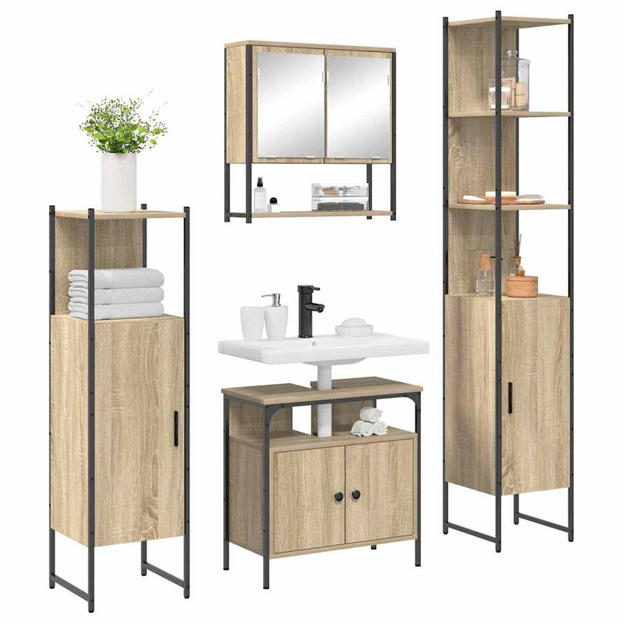 Badkamermeubelset 4 pcs Sonoma eiken 33 x 33 x 188.5 cm