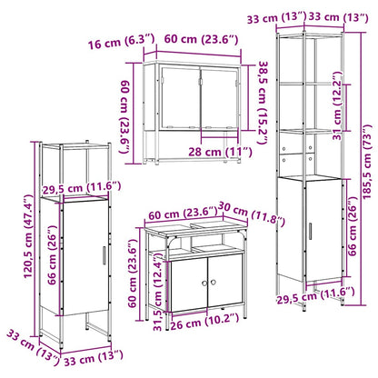Badkamermeubelset 4 pcs Sonoma eiken 33 x 33 x 188.5 cm