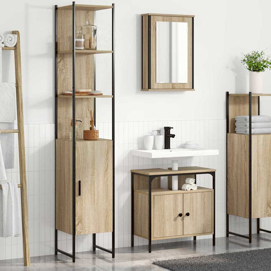 Badkamermeubelset 3 pcs Sonoma eiken 33 x 33 x 185.5 cm