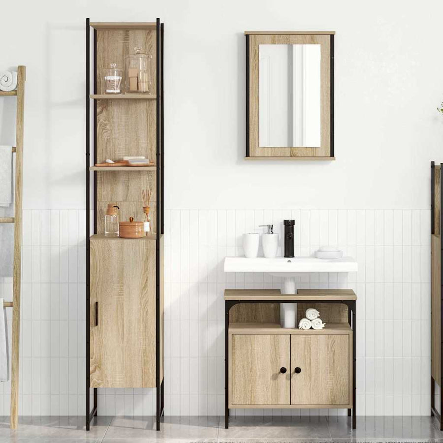 Badkamermeubelset 3 pcs Sonoma eiken 33 x 33 x 185.5 cm