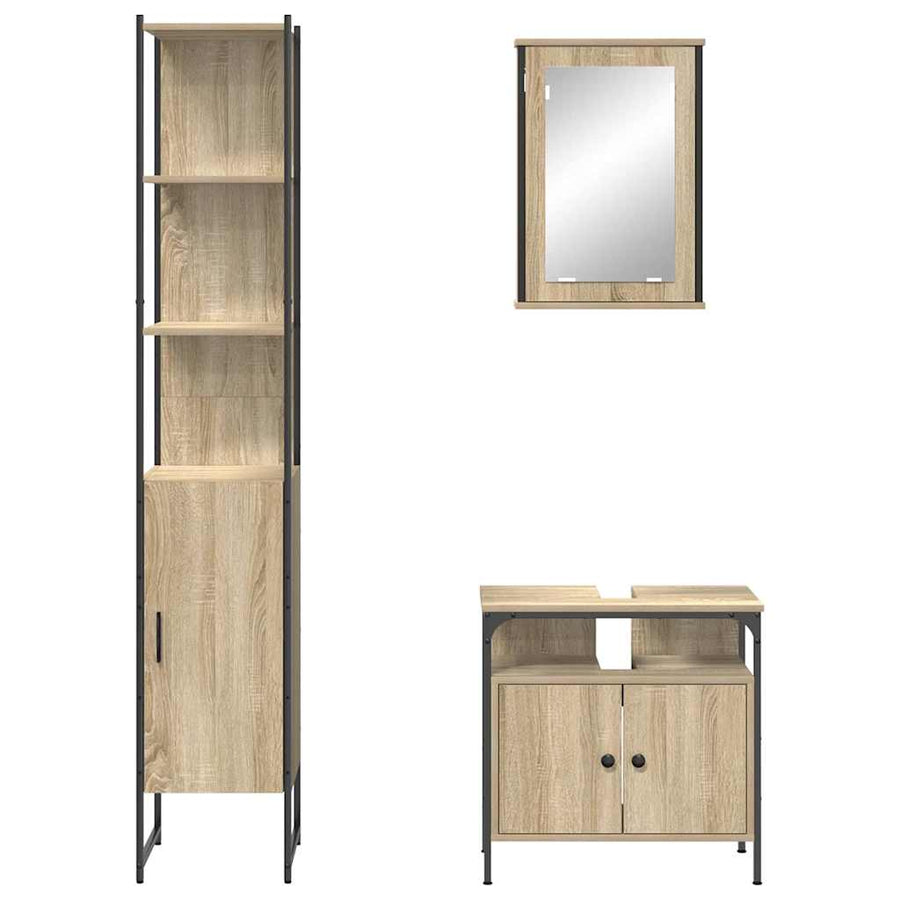 Badkamermeubelset 3 pcs Sonoma eiken 33 x 33 x 185.5 cm