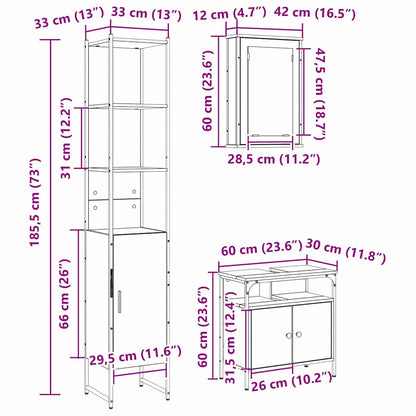 Badkamermeubelset 3 pcs Sonoma eiken 33 x 33 x 185.5 cm