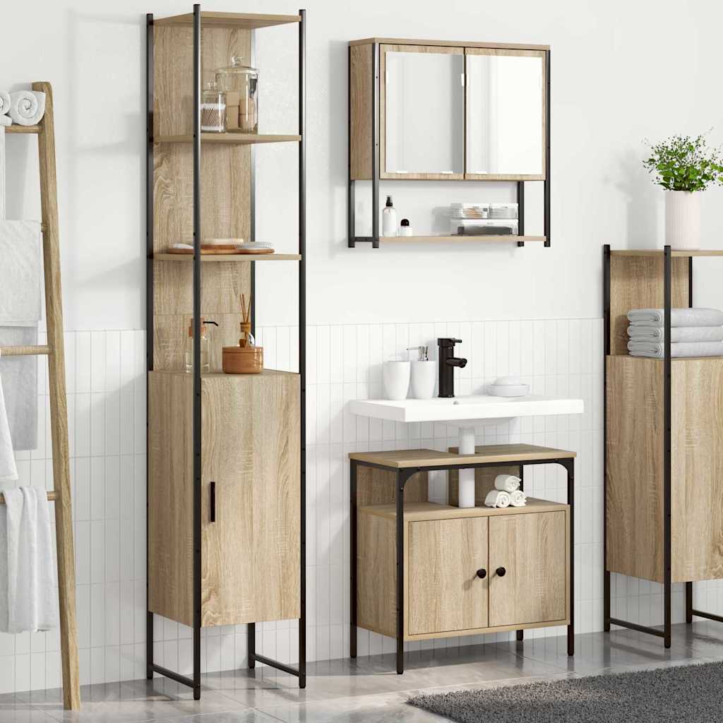 Badkamermeubelset 3 pcs Sonoma eiken 33 x 33 x 185.5 cm