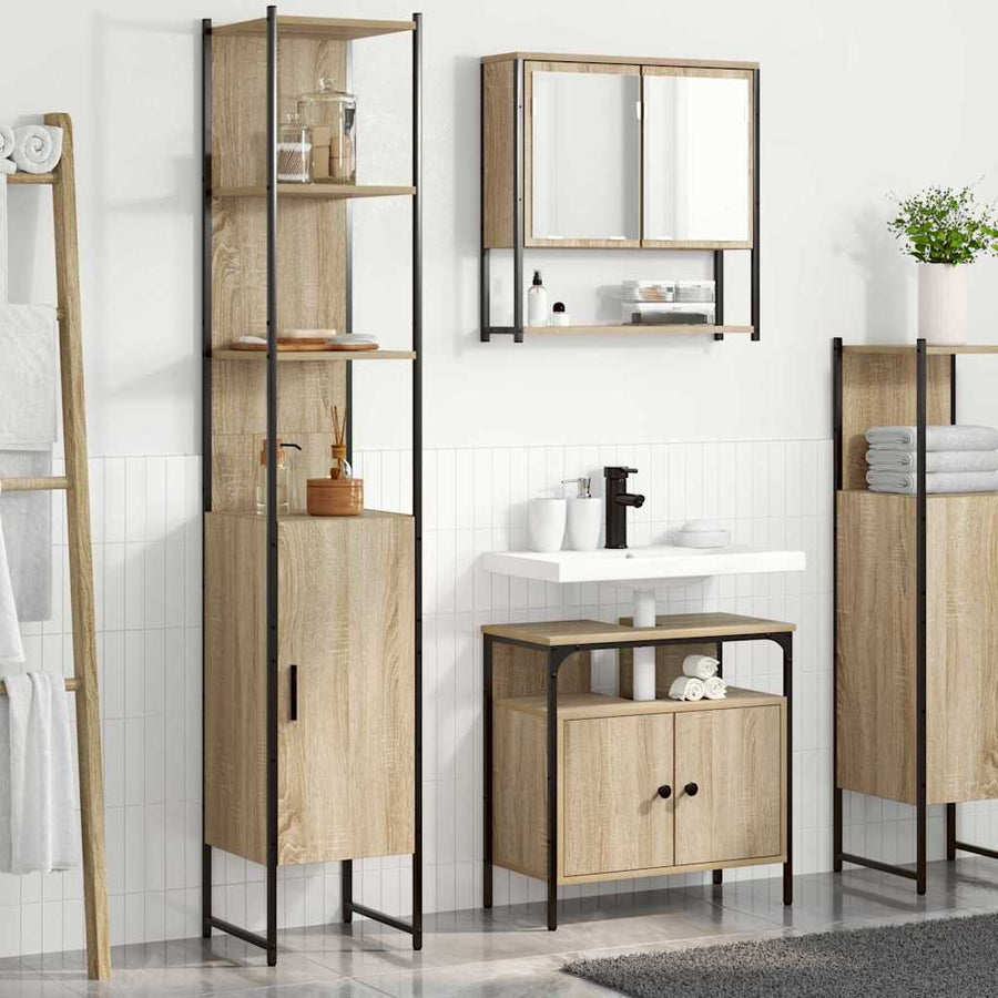 Badkamermeubelset 3 pcs Sonoma eiken 33 x 33 x 185.5 cm