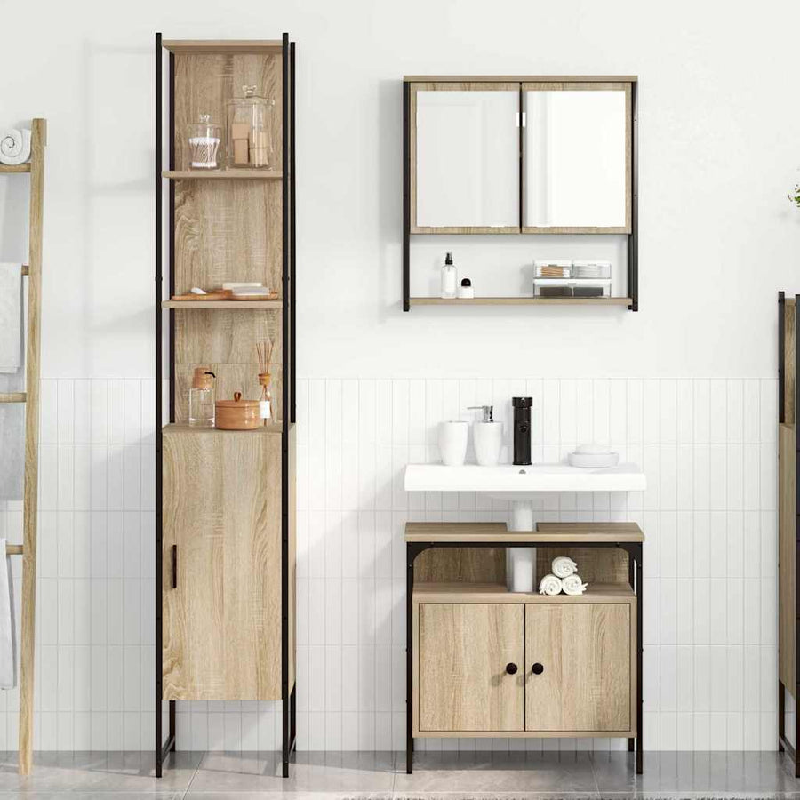 Badkamermeubelset 3 pcs Sonoma eiken 33 x 33 x 185.5 cm
