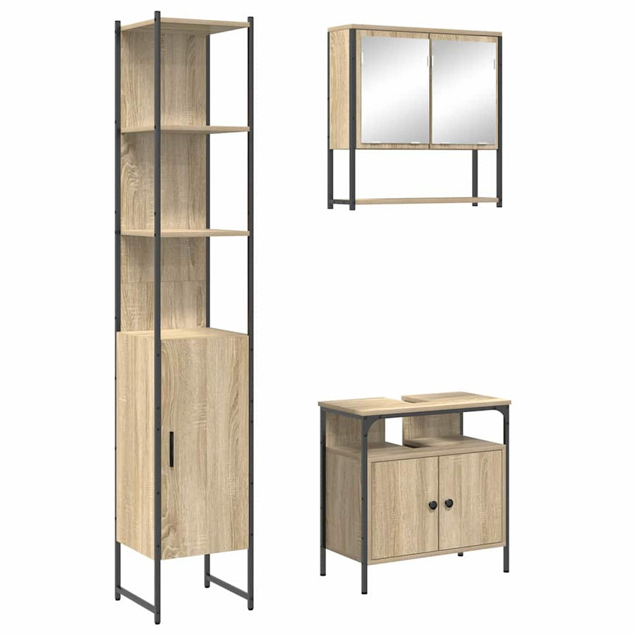 Badkamermeubelset 3 pcs Sonoma eiken 33 x 33 x 185.5 cm