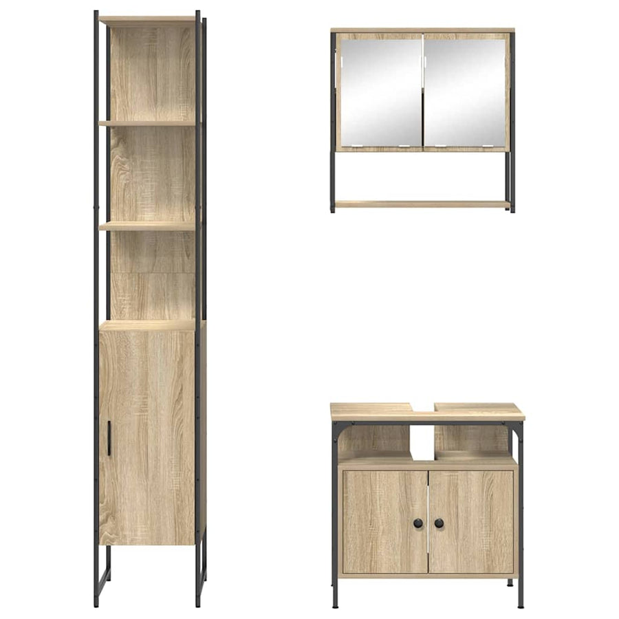 Badkamermeubelset 3 pcs Sonoma eiken 33 x 33 x 185.5 cm