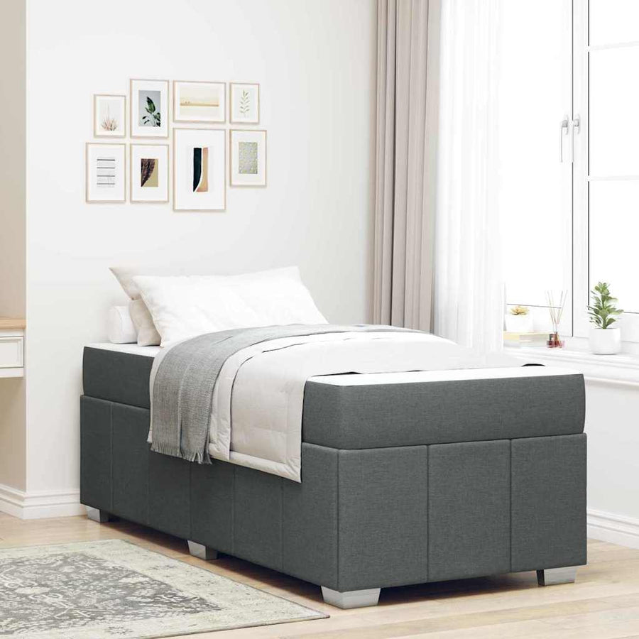 Bedframe met matras Donkergrijs 80 x 200 cm Stof
