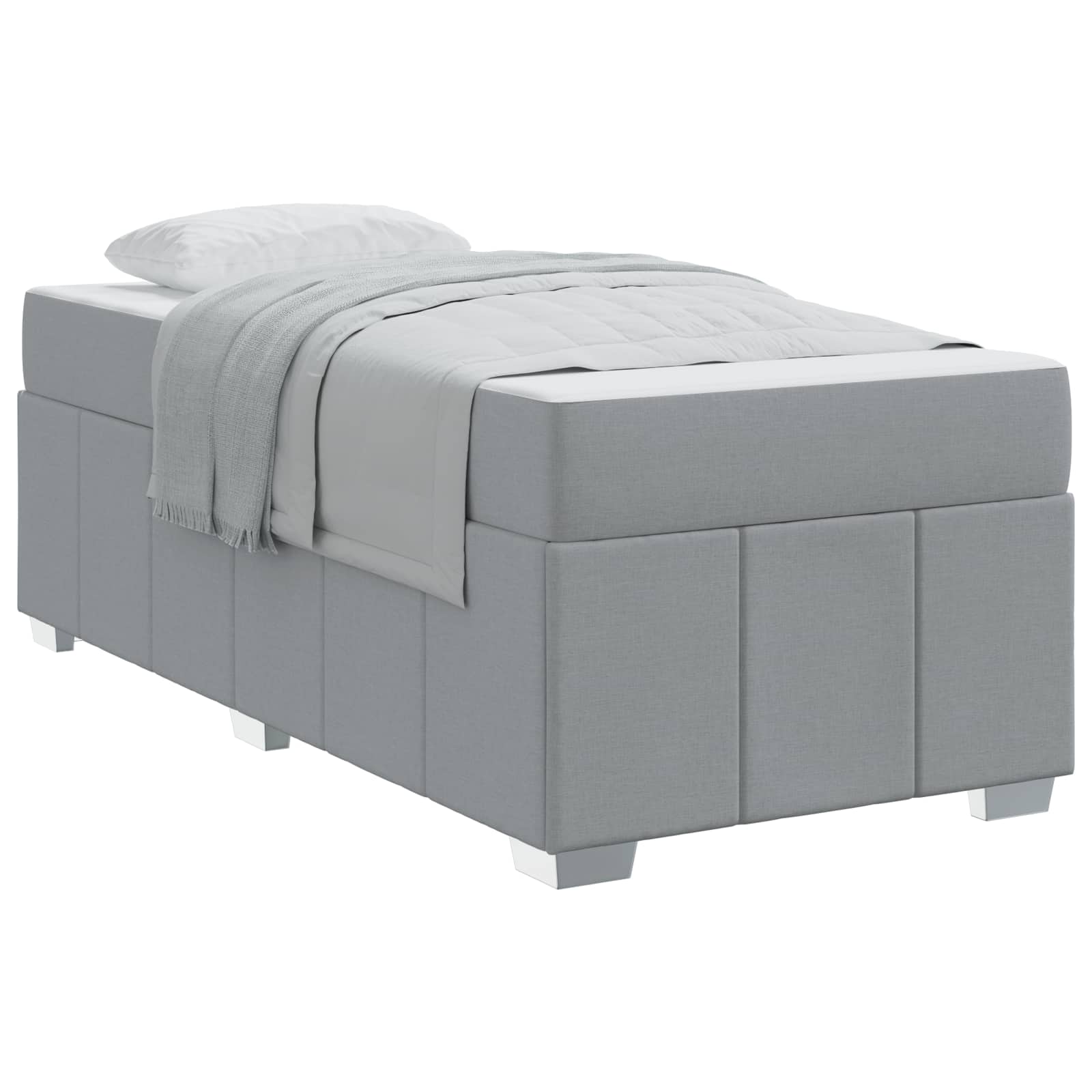 Bedframe Met Matras Lichtgrijs 100 X 200 Cm Stof