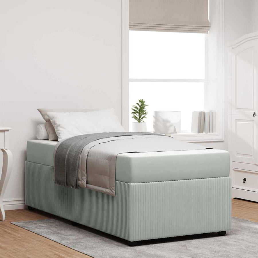 Bedframe met matras met matras Lichtgrijs 80 x 200 cm Fluweel