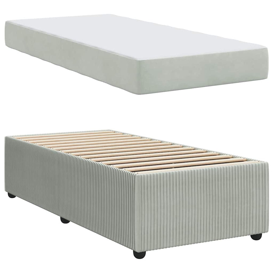 Bedframe met matras met matras Lichtgrijs 80 x 200 cm Fluweel