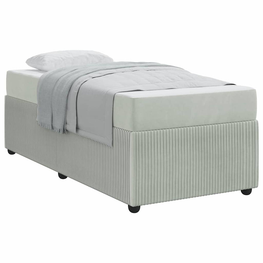 Bedframe met matras met matras Lichtgrijs 80 x 200 cm Fluweel