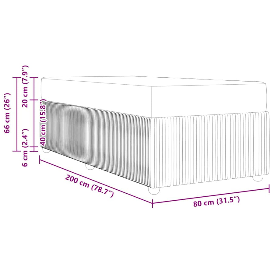Bedframe met matras met matras Lichtgrijs 80 x 200 cm Fluweel