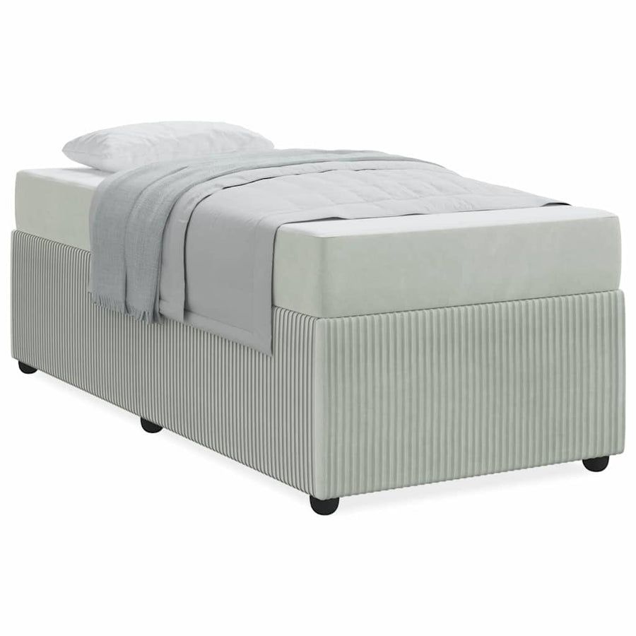 Bedframe met matras met matras Lichtgrijs 80 x 200 cm Fluweel
