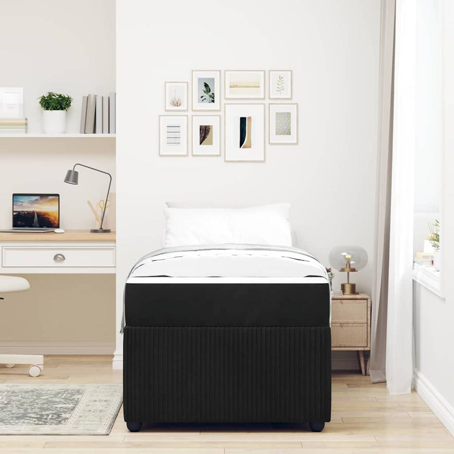 Bedframe met matras Anders Zwart 80 x 200 cm Fluweel