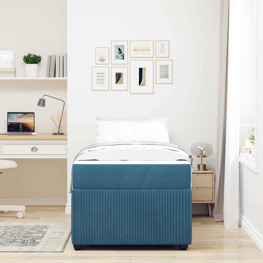 Bedframe met matras Blauw 80 x 200 cm Stof