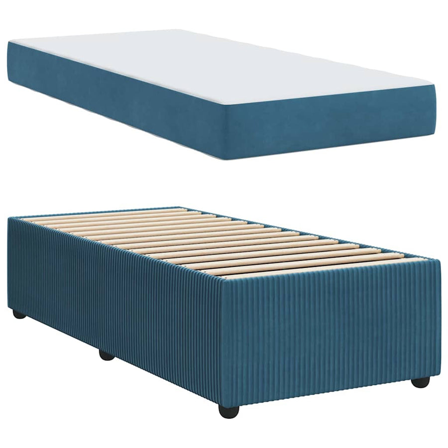 Bedframe met matras Blauw 80 x 200 cm Stof