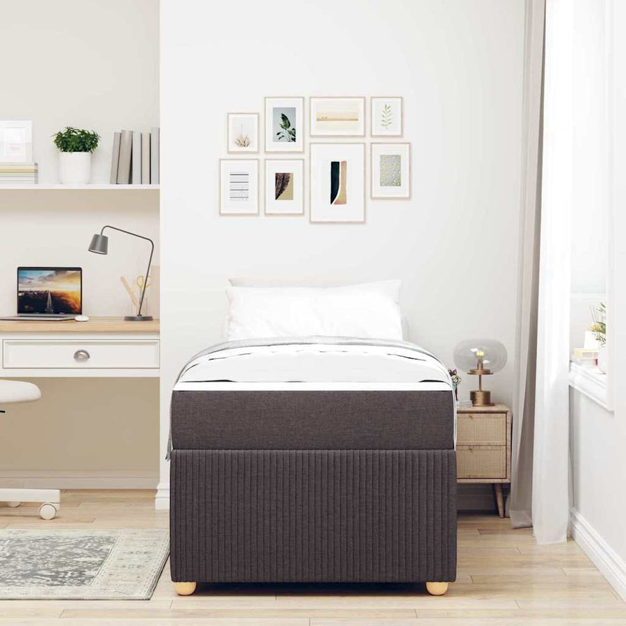 Bedframe met matras met matras Donkerbruin 90 x 190 cm Stof