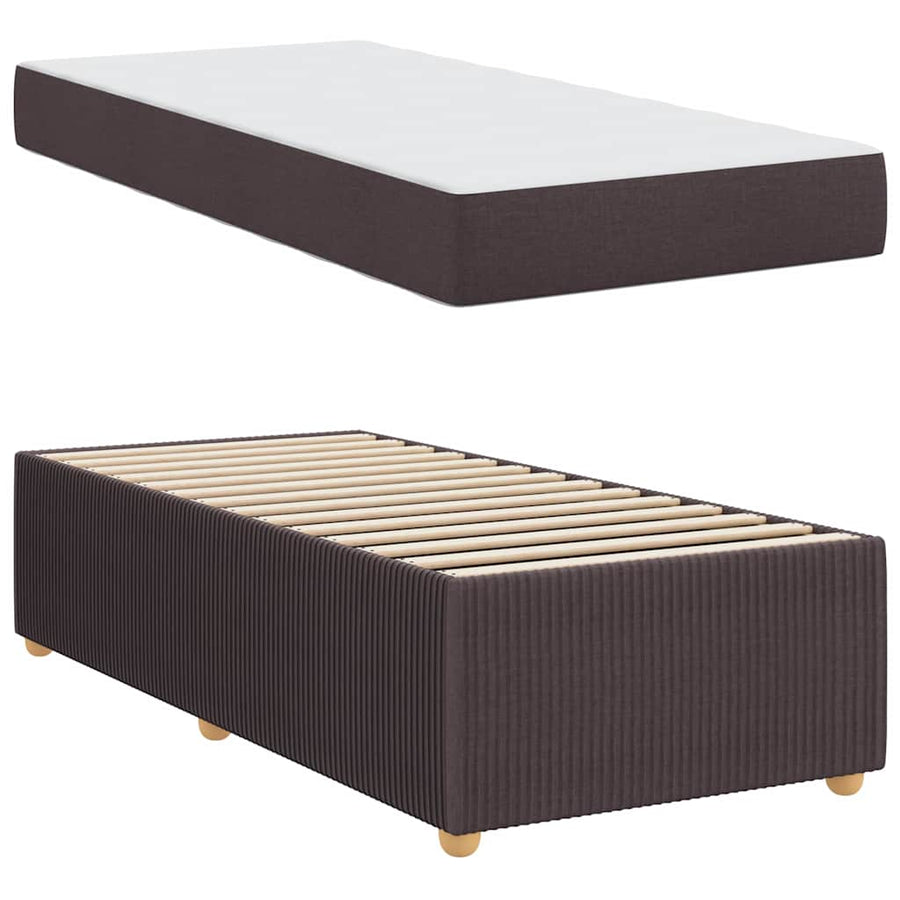 Bedframe met matras met matras Donkerbruin 90 x 190 cm Stof