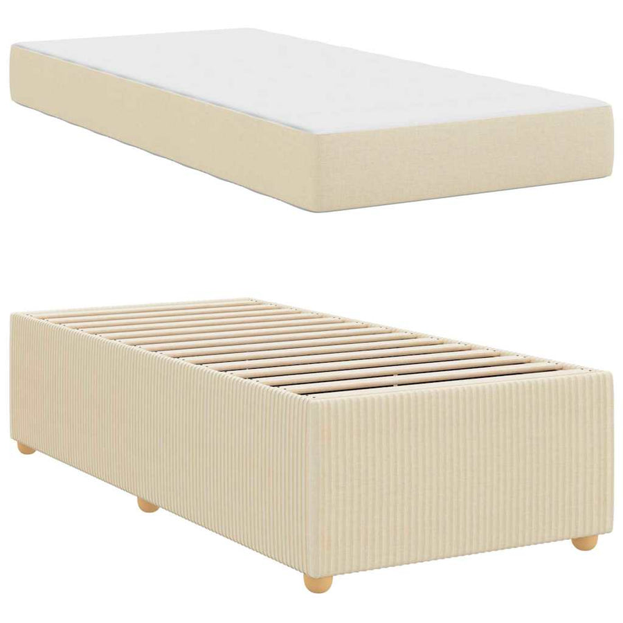 Bedframe met matras met matras Crème 90 x 190 cm Stof
