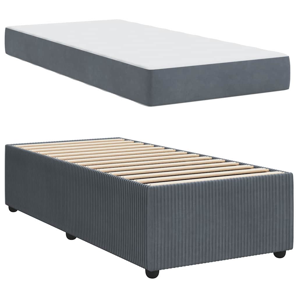 Bedframe met matras Anders Donkergrijs 90 x 190 cm Fluweel