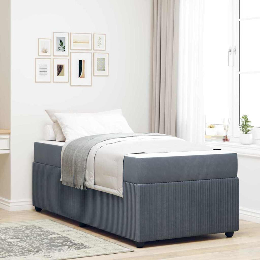 Bedframe met matras Anders Donkergrijs 90 x 200 cm Fluweel
