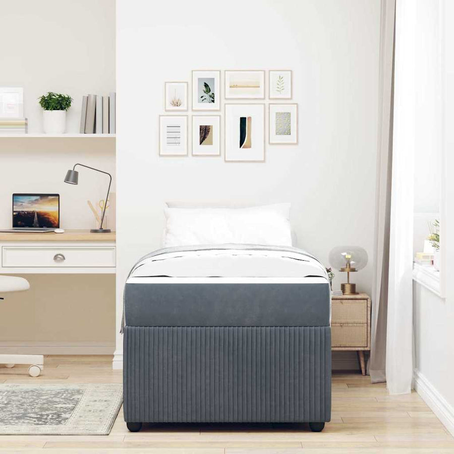 Bedframe met matras Anders Donkergrijs 100 x 200 cm Fluweel