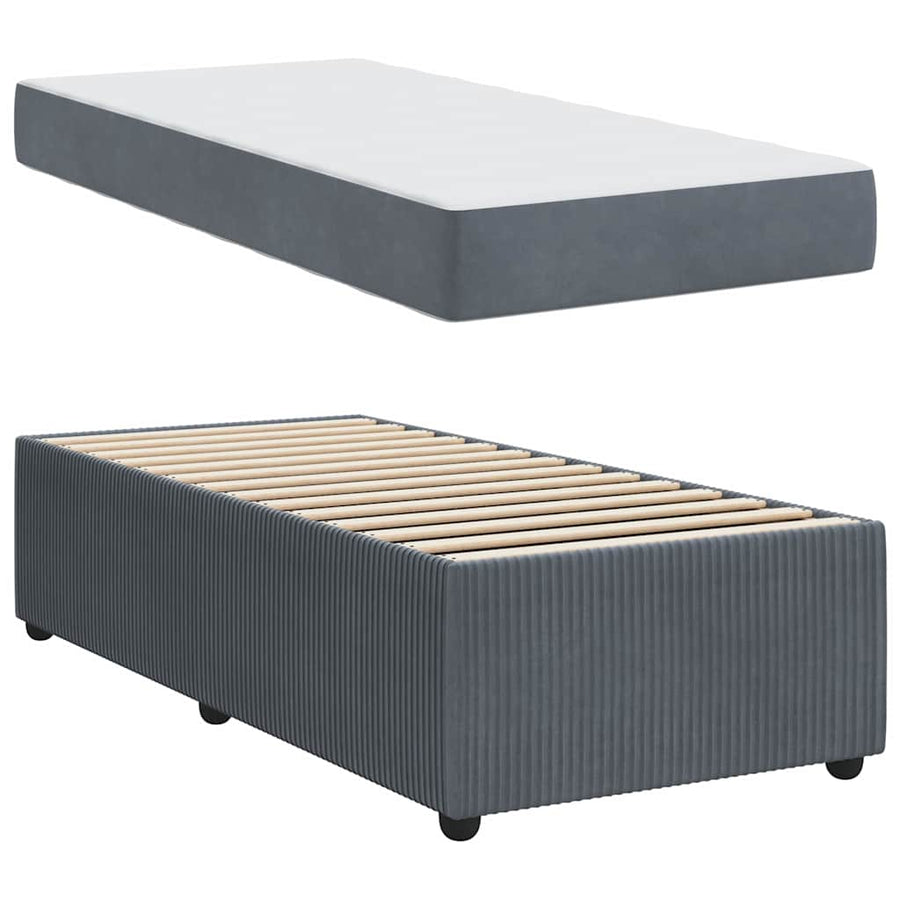Bedframe met matras Anders Donkergrijs 100 x 200 cm Fluweel