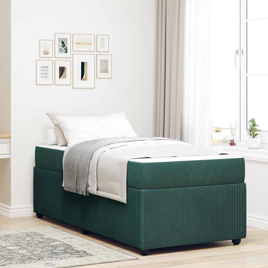 Bedframe met matras Anders Donkergroen 100 x 200 cm Fluweel