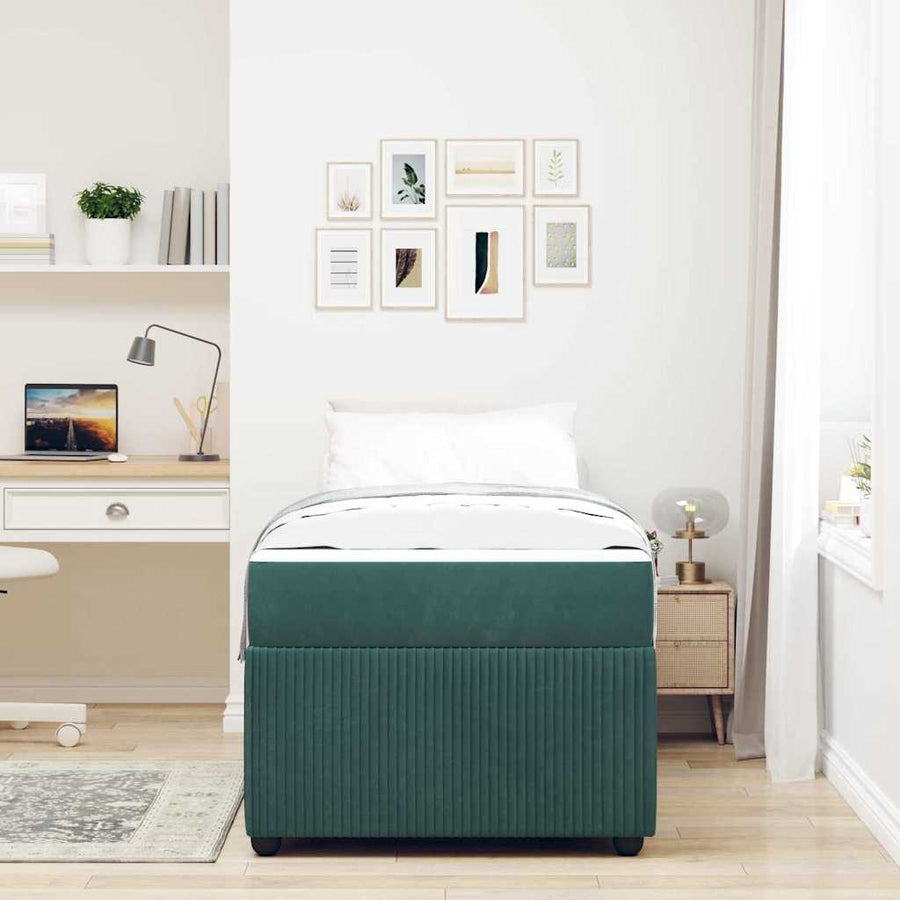 Bedframe met matras Anders Donkergroen 100 x 200 cm Fluweel