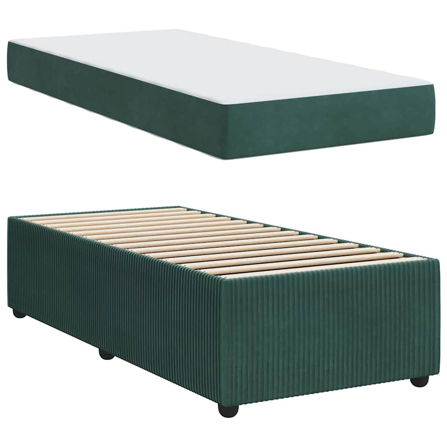Bedframe met matras Anders Donkergroen 100 x 200 cm Fluweel