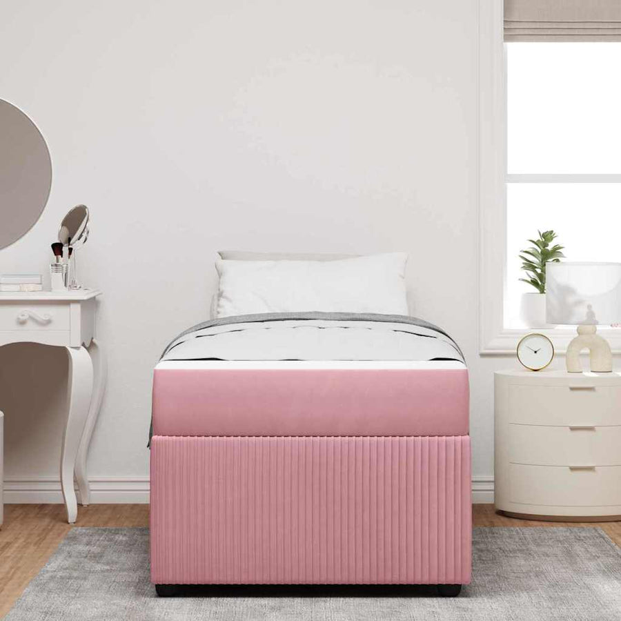 Bedframe met matras met matras Roze 100 x 200 cm Fluweel