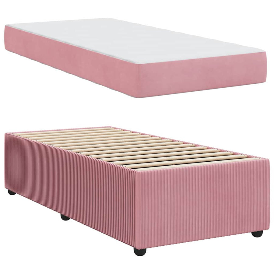 Bedframe met matras met matras Roze 100 x 200 cm Fluweel