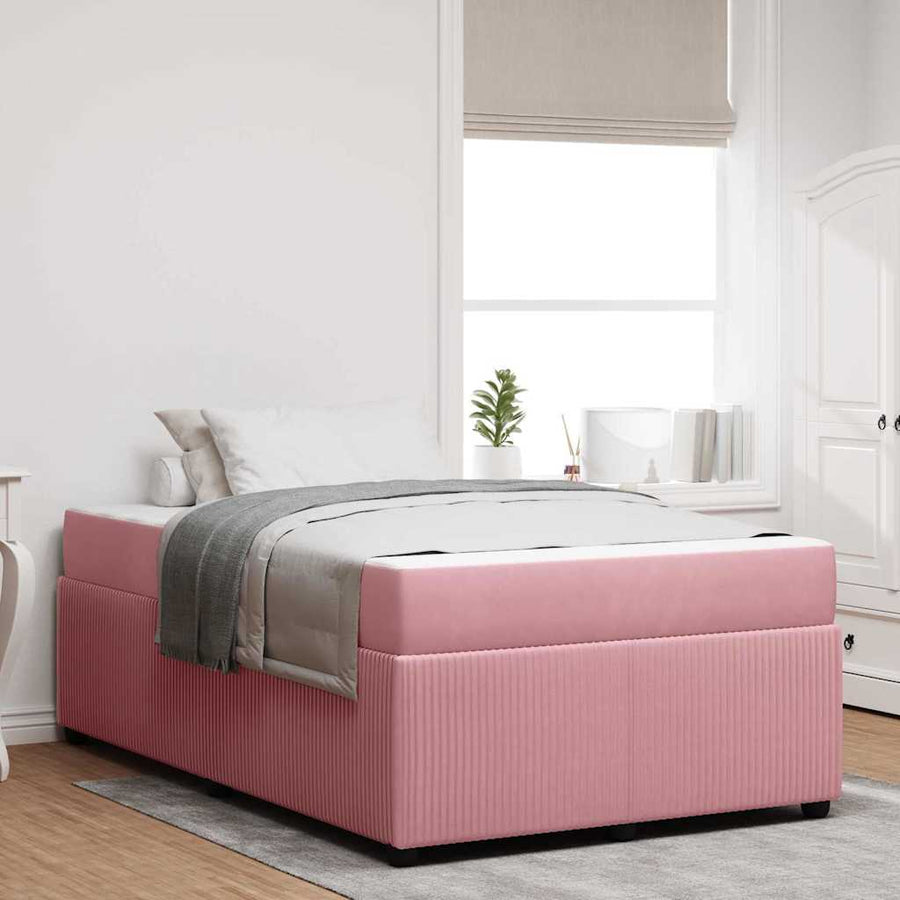 Bedframe met matras met matras Roze 120 x 200 cm Fluweel