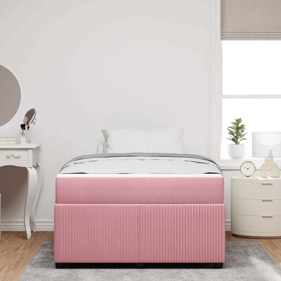 Bedframe met matras met matras Roze 120 x 200 cm Fluweel