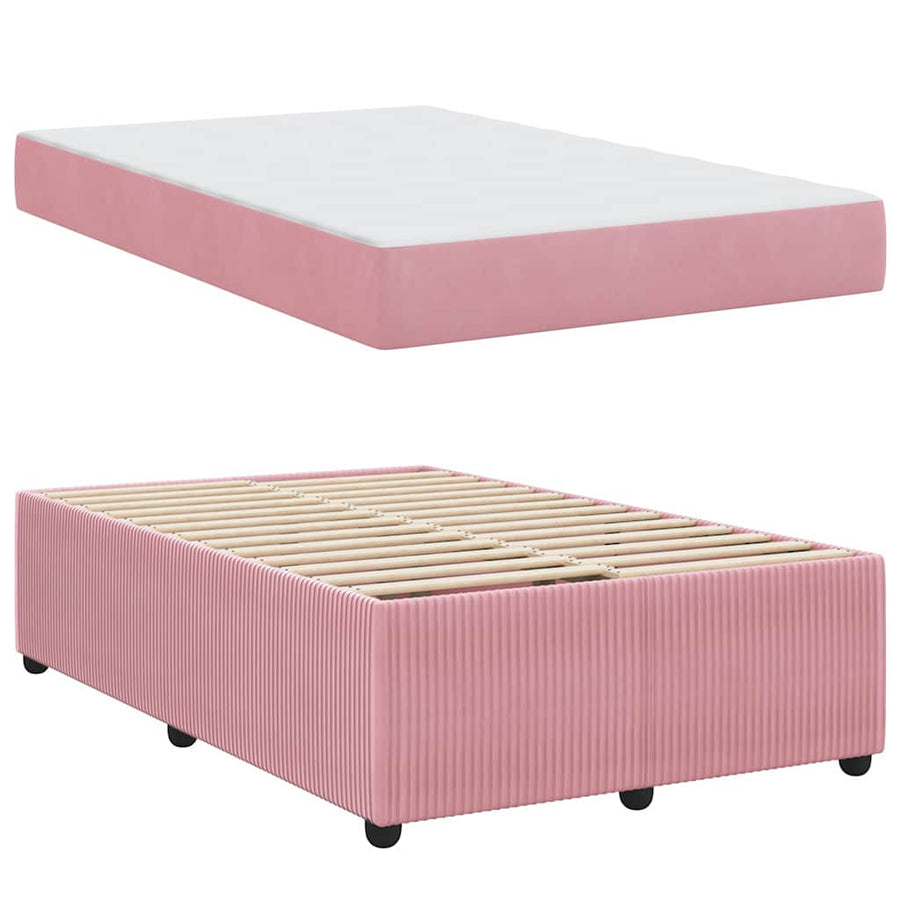 Bedframe met matras met matras Roze 120 x 200 cm Fluweel