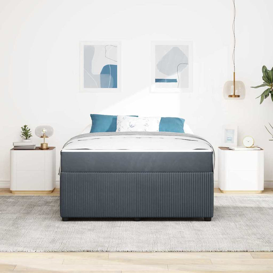 Bedframe met matras Anders Donkergrijs 140 x 200 cm Fluweel