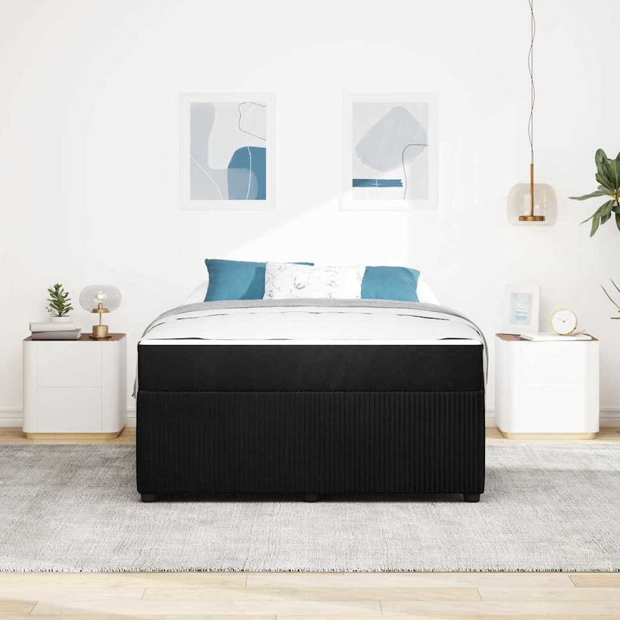 Bedframe met matras met matras Zwart 140 x 200 cm Fluweel