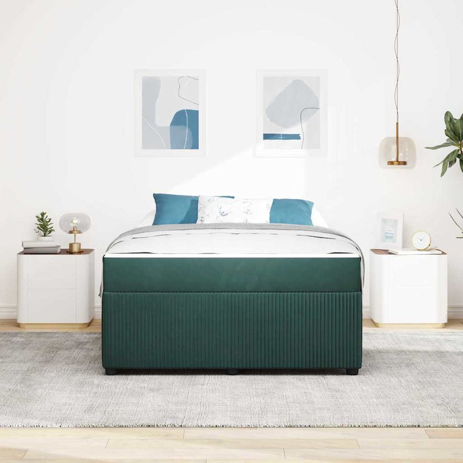 Bedframe met matras Anders Donkergroen 140 x 200 cm Fluweel