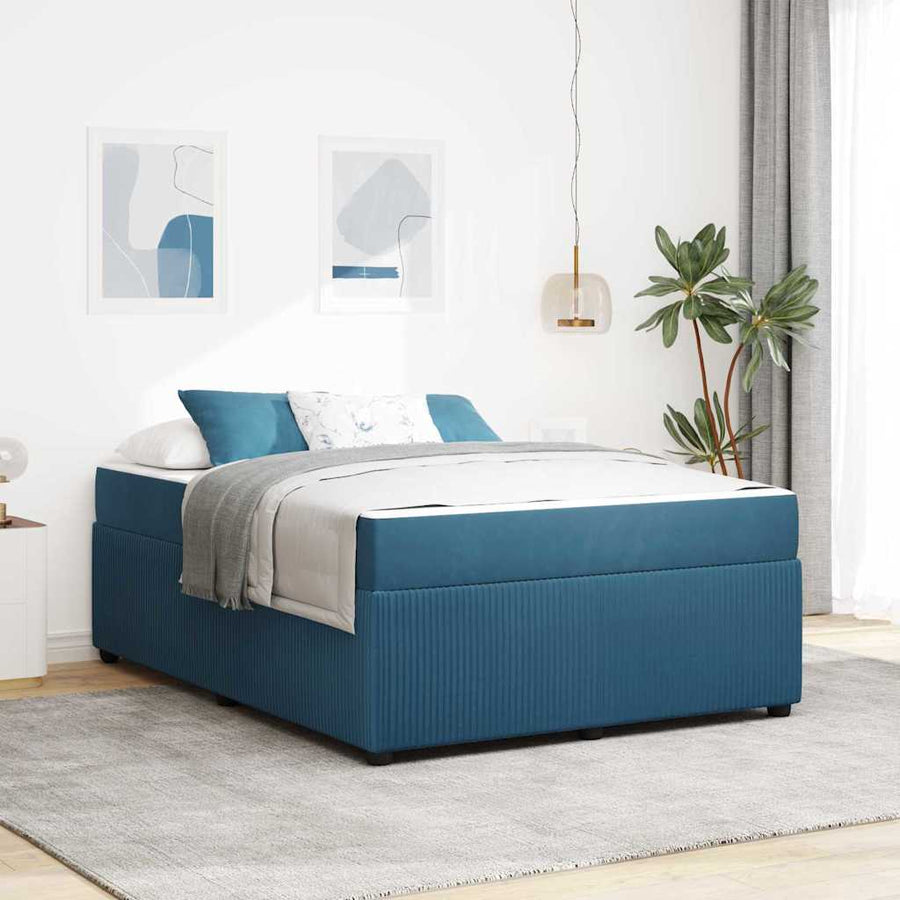 Bedframe met matras met matras Blauw 160 x 200 cm Fluweel