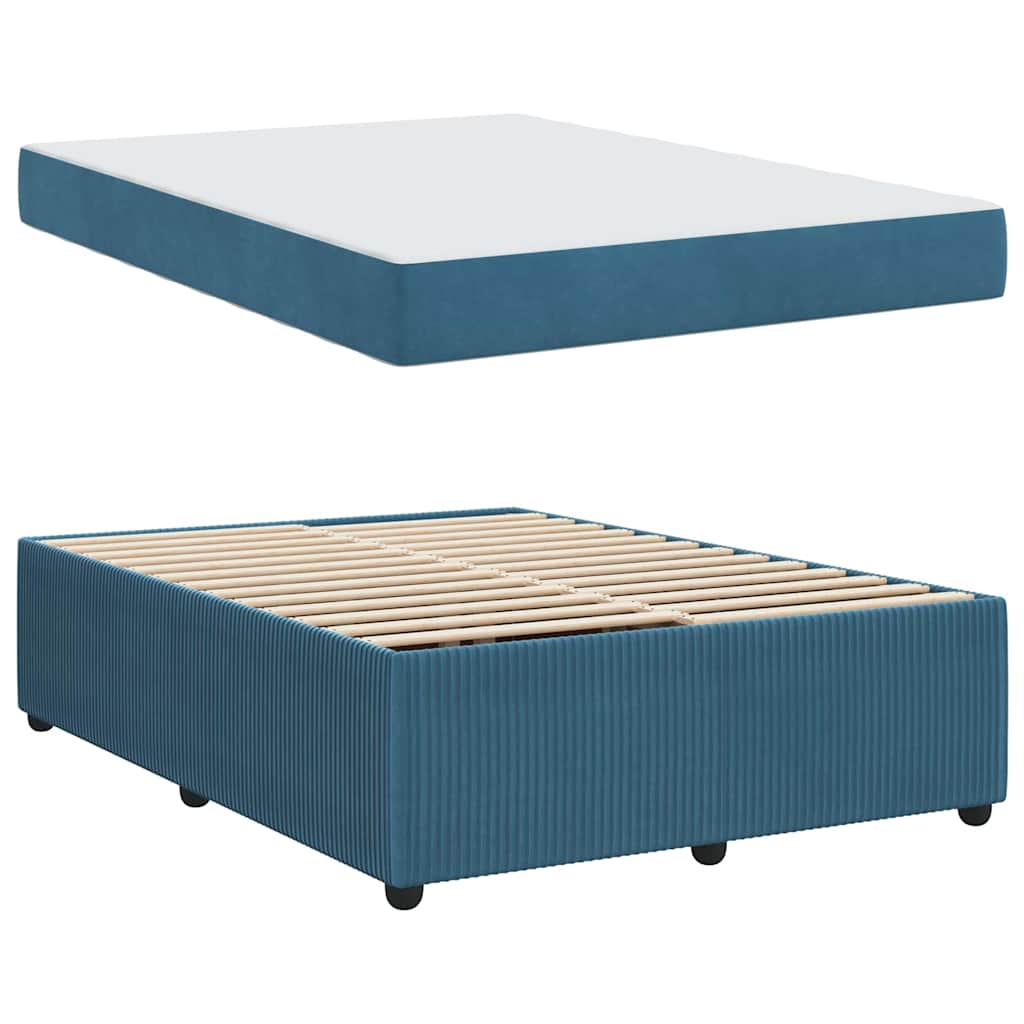 Bedframe met matras met matras Blauw 160 x 200 cm Fluweel