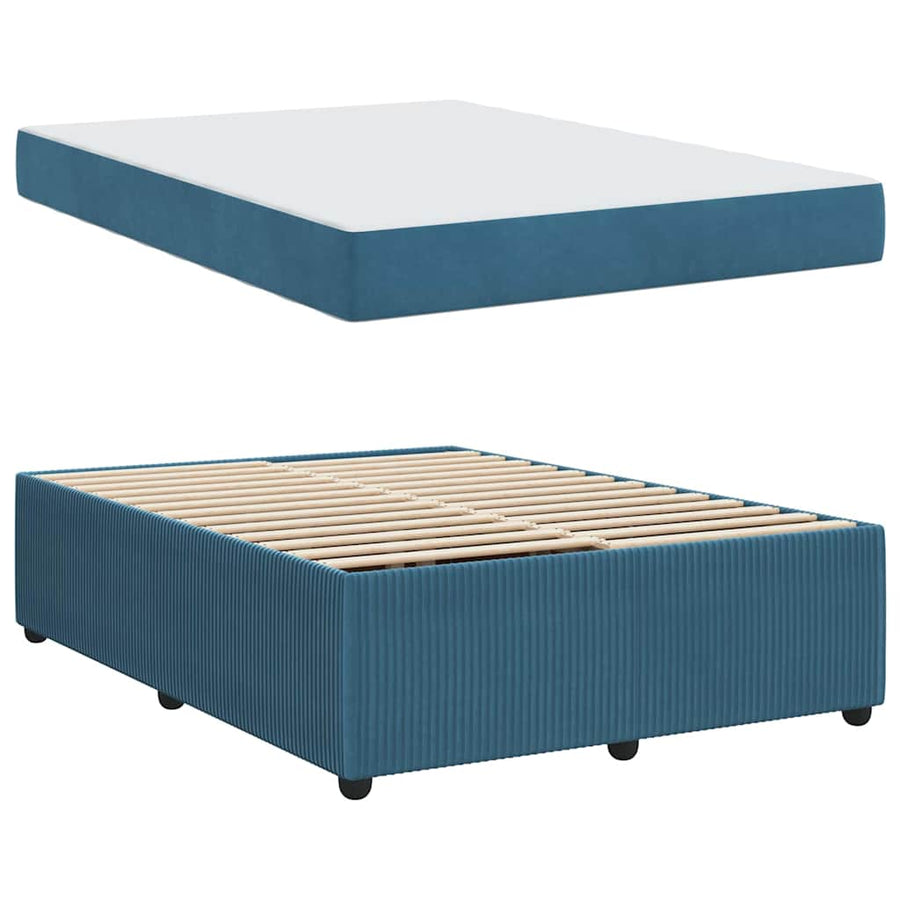 Bedframe met matras met matras Blauw 160 x 200 cm Fluweel