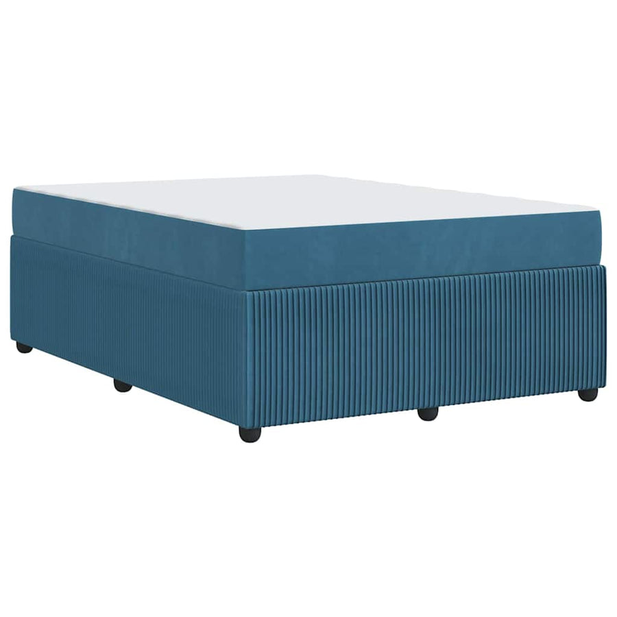 Bedframe met matras met matras Blauw 160 x 200 cm Fluweel
