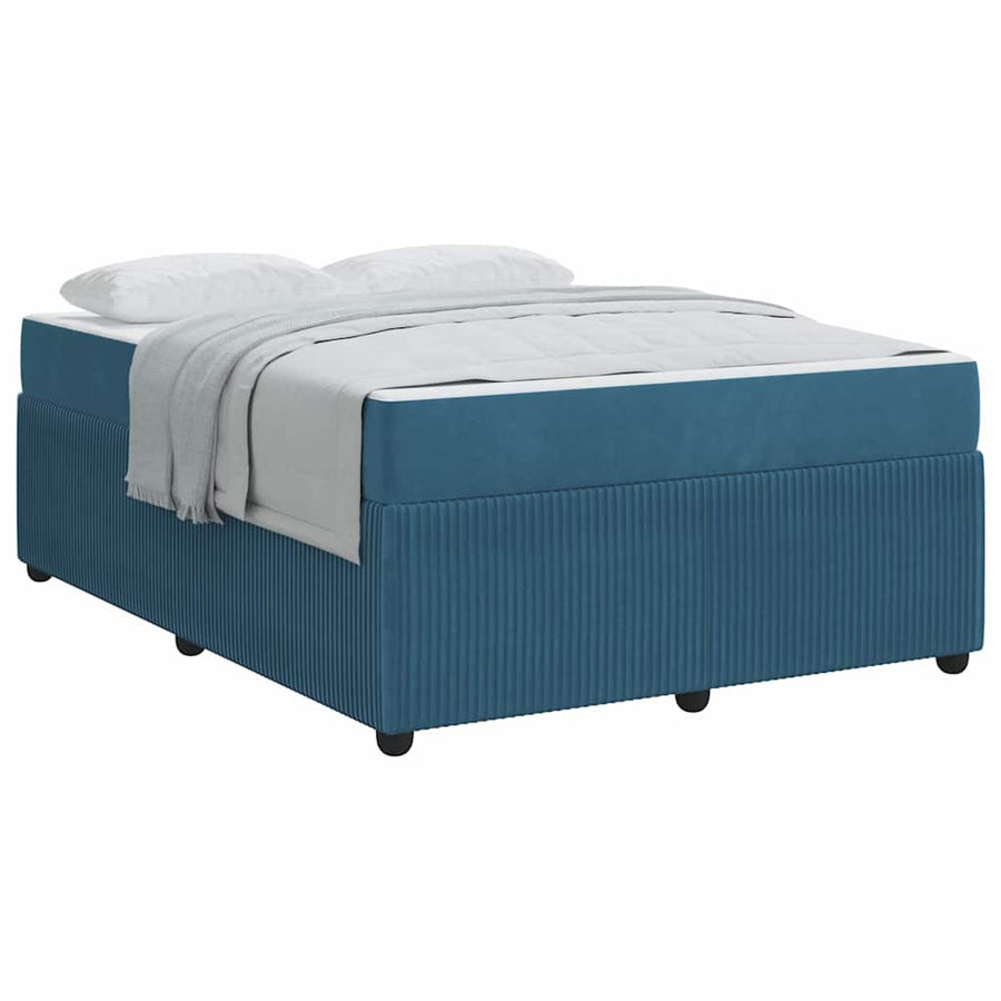 Bedframe met matras met matras Blauw 160 x 200 cm Fluweel